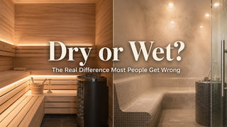 Dry sauna vs wet sauna side-by-side comparison with traditional sauna and steam room