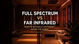 Comparison of full spectrum and far infrared sauna heater technology inside modern sauna cabins