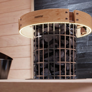 Harvia Cilindro Wood Railing/Guard with LED Lights