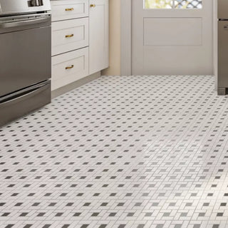 Unglazed Mosaics for Accent Wall or Floors - Biscuit and Black Windmill Pattern