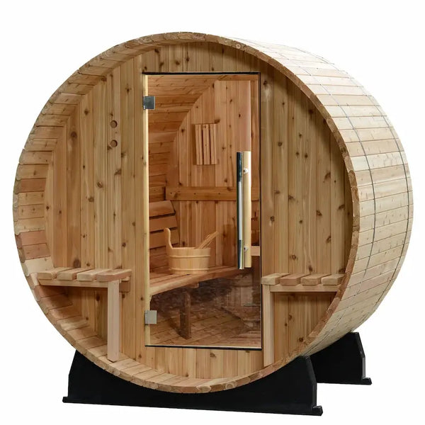 Almost Heaven 6′ x 4'+1′ Vienna 2-Person Barrel Sauna – The Sauna
