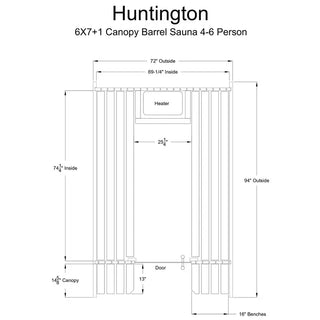 Almost Heaven 6′ x 7’+1′ Huntington 6-Person Barrel Sauna