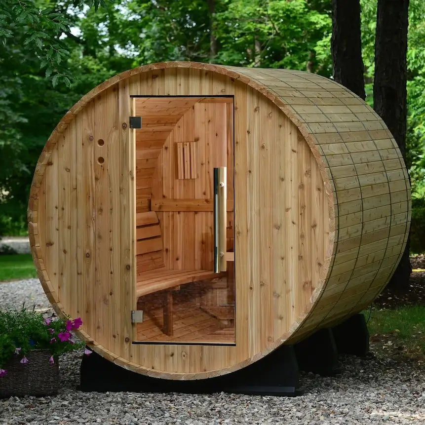 Almost Heaven 6′ x 7′ Kenova 4-6 person Barrel Sauna – The Sauna Place