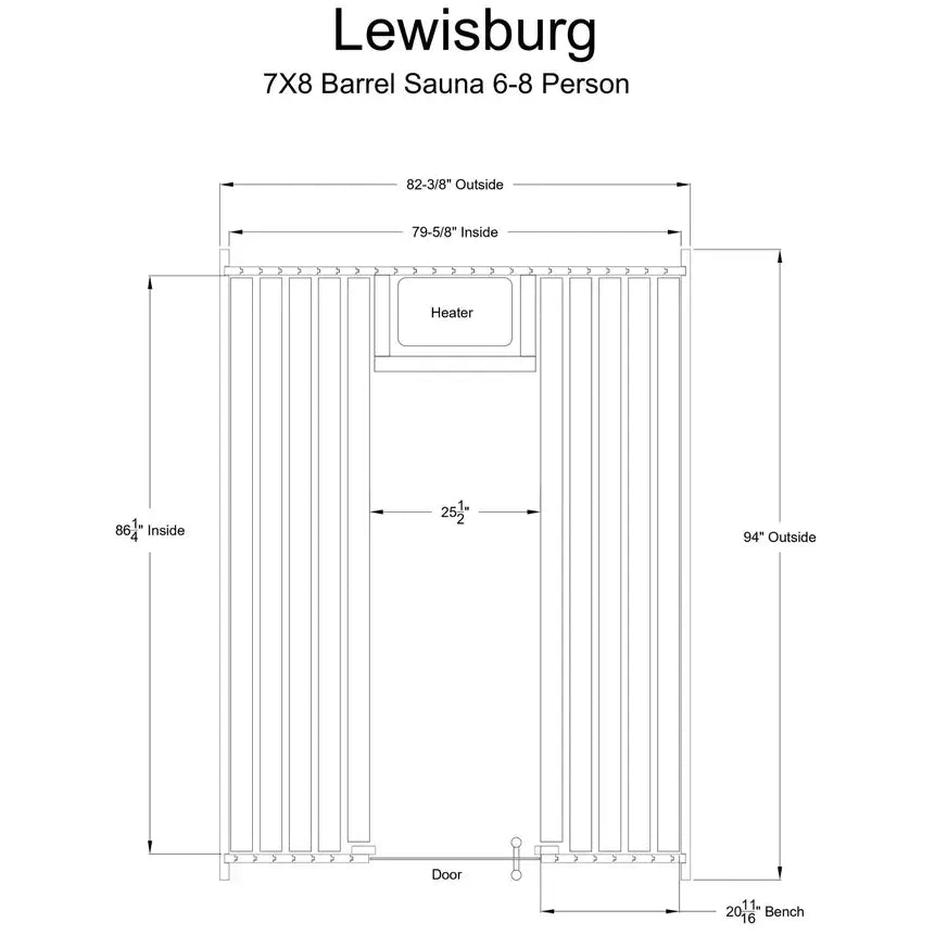Almost Heaven 7′ x 8′ Lewisburg 6-person Cedar Barrel Sauna – The