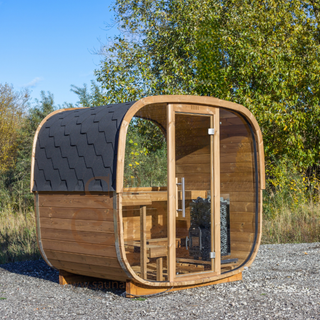 Aurora Square Glass Outdoor Sauna | Heritage Sauna®