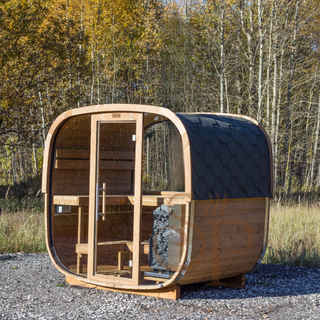 Aurora Square Glass Outdoor Sauna | Heritage Sauna®