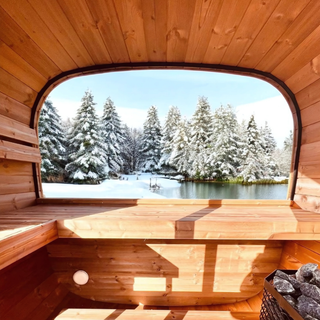 Aurora Square Glass Outdoor Sauna | Heritage Sauna®