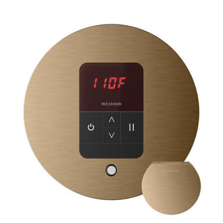MrSteam Basic Butler Steam Shower Control Package with Round iTempo Control and Steamhead - Brushed Bronze
