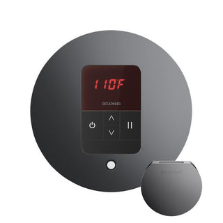 MrSteam Basic Butler Steam Shower Control Package with Round iTempo Control and Steamhead - Brilliant Black
