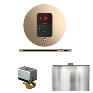 MrSteam Basic Butler Steam Shower Control Package with Round iTempo Control and Linear Steamhead - Polished Gold