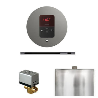 MrSteam Basic Butler Steam Shower Control Package with Round iTempo Control and Linear Steamhead - Satin Steel
