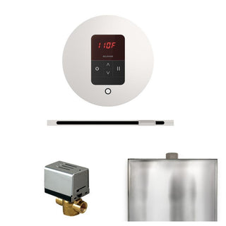 MrSteam Basic Butler Steam Shower Control Package with Round iTempo Control and Linear Steamhead - White