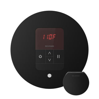MrSteam Basic Butler Steam Shower Control Package with Round iTempo Control and Steamhead - Matte Black