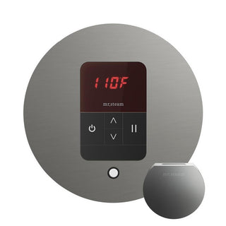 MrSteam Basic Butler Steam Shower Control Package with Round iTempo Control and Steamhead - Satin Steel