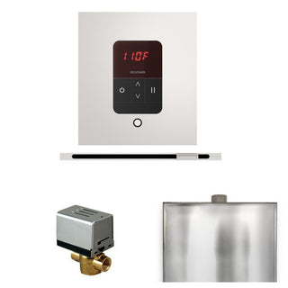 MrSteam Basic Butler Steam Shower Control Package with Square iTempo Control and Linear Steamhead - White