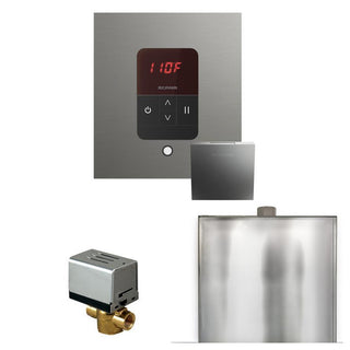 MrSteam Basic Butler Steam Shower Control Package with Square iTempo Control and Steamhead - Satin Steel