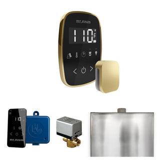 MrSteam ButlerFlex Steam Shower Control Package with TempoFlex Control and Steamhead in Black Brushed Bronze - Black - Satin Brass