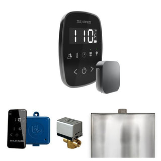 MrSteam ButlerFlex Steam Shower Control Package with TempoFlex Control and Steamhead in Black Brushed Bronze - Black - Satin Steel