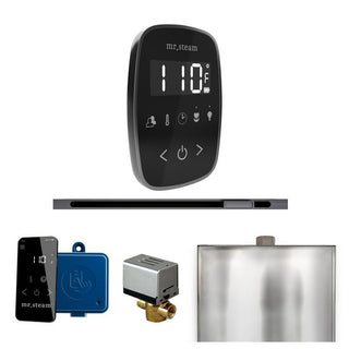MrSteam ButlerFlex Steam Shower Control Package with TempoFlex Control and Linear Steamhead - Black - Satin Steel