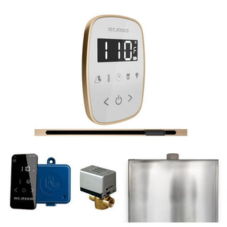 MrSteam ButlerFlex Steam Shower Control Package with TempoFlex Control and Linear Steamhead - White - Brushed Bronze