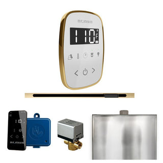 MrSteam ButlerFlex Steam Shower Control Package with TempoFlex Control and Linear Steamhead - White - Polished Brass