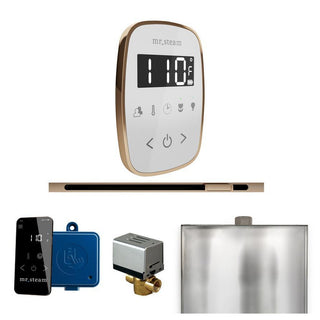 MrSteam ButlerFlex Steam Shower Control Package with TempoFlex Control and Linear Steamhead - White - Polished Gold