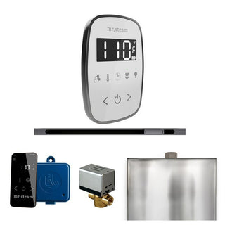 MrSteam ButlerFlex Steam Shower Control Package with TempoFlex Control and Linear Steamhead - White - Satin Steel
