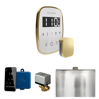 MrSteam ButlerFlex Steam Shower Control Package with TempoFlex Control and Steamhead in Black Brushed Bronze - White - Satin Brass