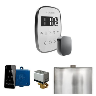MrSteam ButlerFlex Steam Shower Control Package with TempoFlex Control and Steamhead in Black Brushed Bronze - White - Satin Steel