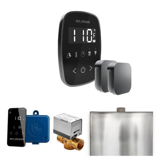 MrSteam ButlerFlex Max Steam Shower Control Package with TempoFlex Control and Steamhead - Black - Satin Steel