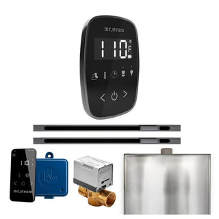 MrSteam ButlerFlex Max Steam Shower Control Package with TempoFlex Control and Linear Steamhead - Black - Satin Steel