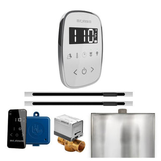 MrSteam ButlerFlex Max Steam Shower Control Package with TempoFlex Control and Linear Steamhead - White - Polished Chrome