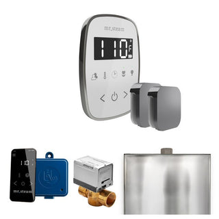 MrSteam ButlerFlex Max Steam Shower Control Package with TempoFlex Control and Steamhead - White - Brilliant Black