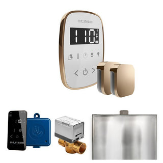 MrSteam ButlerFlex Max Steam Shower Control Package with TempoFlex Control and Steamhead - White - Polished Gold