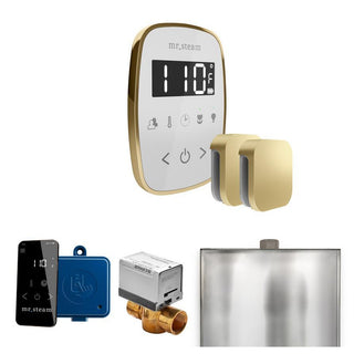 MrSteam ButlerFlex Max Steam Shower Control Package with TempoFlex Control and Steamhead - White - Satin Brass