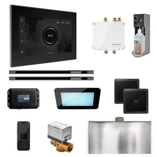 MrSteam Bliss Max Steam Shower Control Package with iSteamX Control and Linear Steamhead - Black - Satin Steel