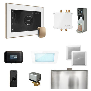 MrSteam Bliss Steam Shower Control Package with iSteamX Control and Steamhead - White - Brushed Bronze