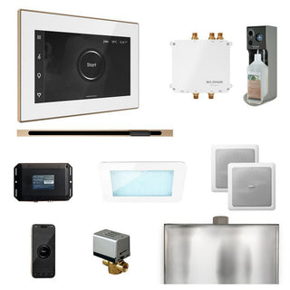 MrSteam Bliss Steam Shower Control Package with iSteamX Control and Linear Steamhead - White - Brushed Bronze