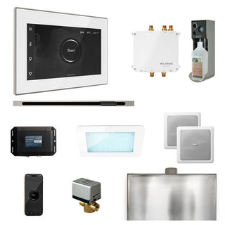 MrSteam Bliss Steam Shower Control Package with iSteamX Control and Linear Steamhead - White - Brushed Nickel