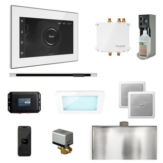 MrSteam Bliss Steam Shower Control Package with iSteamX Control and Linear Steamhead - White - Polished Chrome