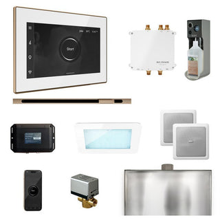 MrSteam Bliss Steam Shower Control Package with iSteamX Control and Linear Steamhead - White - Polished Gold