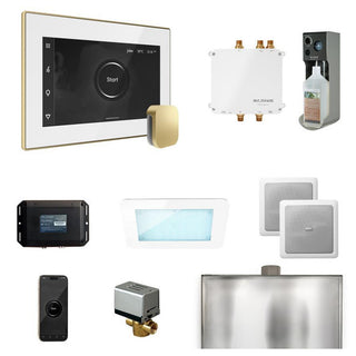 MrSteam Bliss Steam Shower Control Package with iSteamX Control and Steamhead - White - Satin Brass