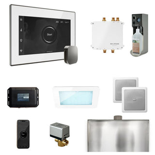 MrSteam Bliss Steam Shower Control Package with iSteamX Control and Steamhead - White - Satin Steel