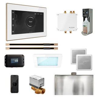 MrSteam Bliss Max Steam Shower Control Package with iSteamX Control and Linear Steamhead - White - Brushed Bronze