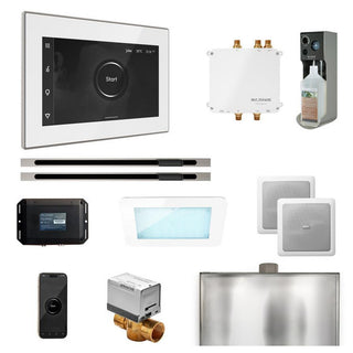 MrSteam Bliss Max Steam Shower Control Package with iSteamX Control and Linear Steamhead - White - Brushed Nickel