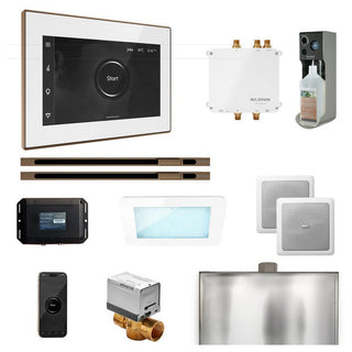 MrSteam Bliss Max Steam Shower Control Package with iSteamX Control and Linear Steamhead - White - Nouveau Bronze