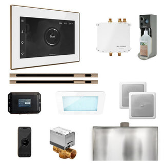 MrSteam Bliss Max Steam Shower Control Package with iSteamX Control and Linear Steamhead - White - Polished Gold