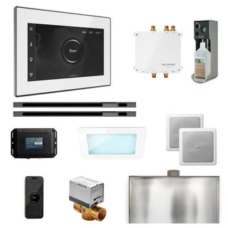 MrSteam Bliss Max Steam Shower Control Package with iSteamX Control and Linear Steamhead - White - Satin Steel