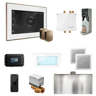 MrSteam Bliss Max Steam Shower Control Package with iSteamX Control and Steamhead - White - Nouveau Bronze