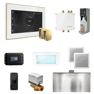 MrSteam Bliss Max Steam Shower Control Package with iSteamX Control and Steamhead - White - Polished Brass
